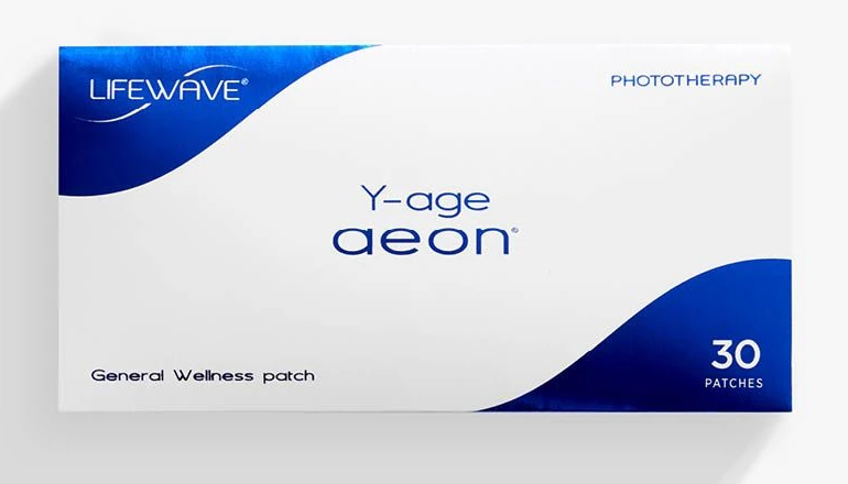 Caja del parche LifeWave Y-Age Aeon de fototerapia