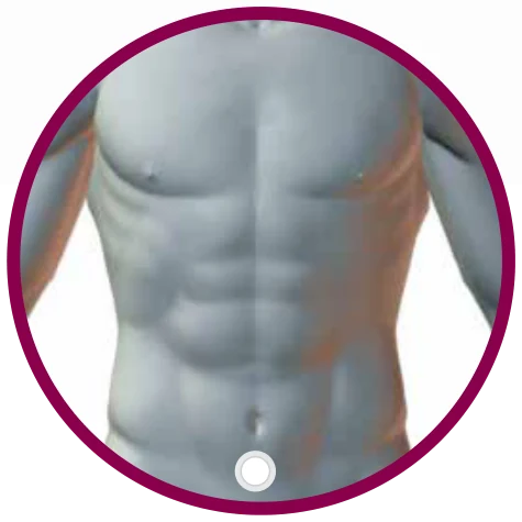 Dónde se coloca el parche X49: en el abdomen, sobre la línea media, por debajo del ombligo